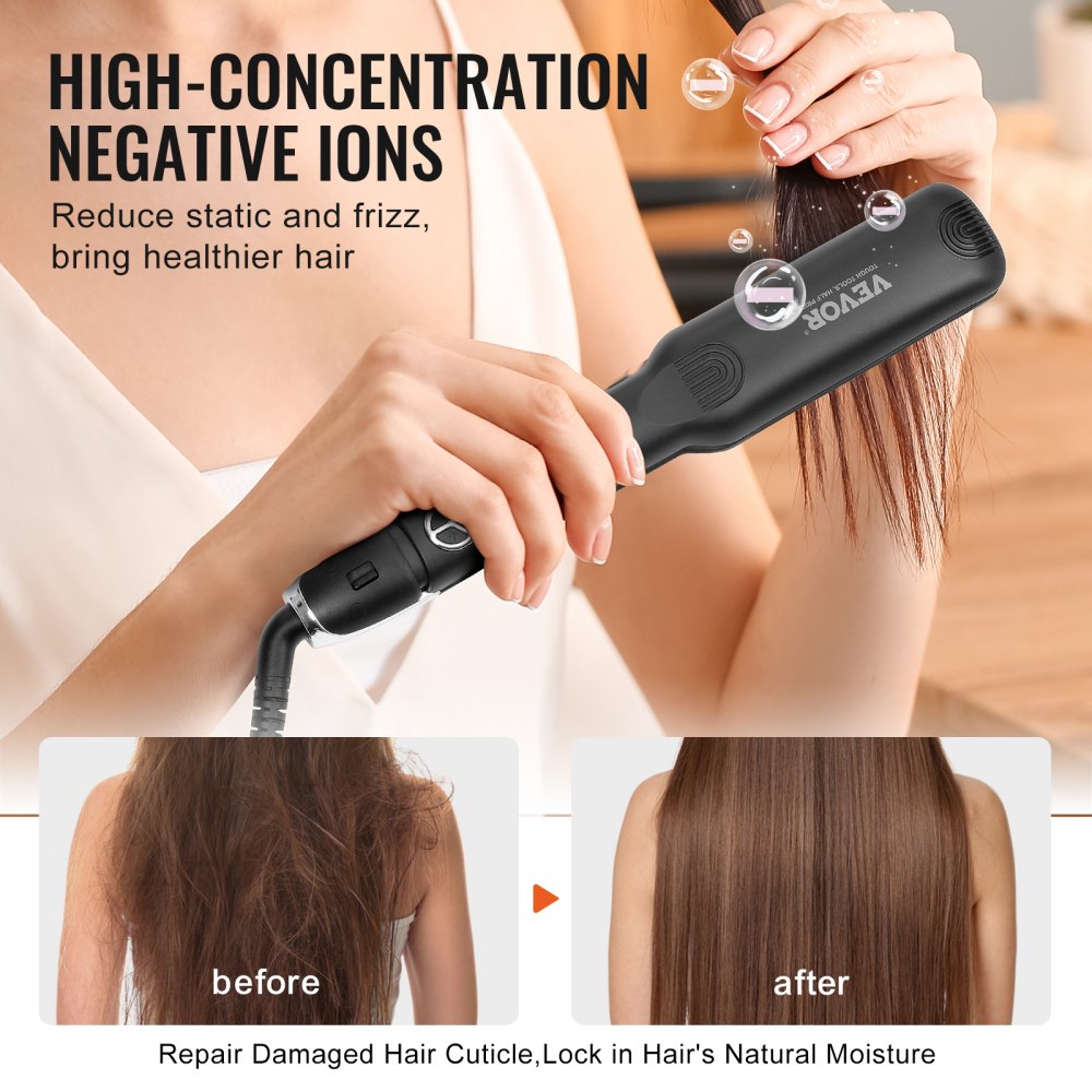 VEVOR Piastra per Capelli a Riscaldamento 38,1 mm 55 W, Piastra per Capelli in Titanio con Schermo LCD 25 Livelli di Temperatura 98,88 °C a 232,22 °C, Ideale per Uso in Viaggio, a Casa e in Salone
