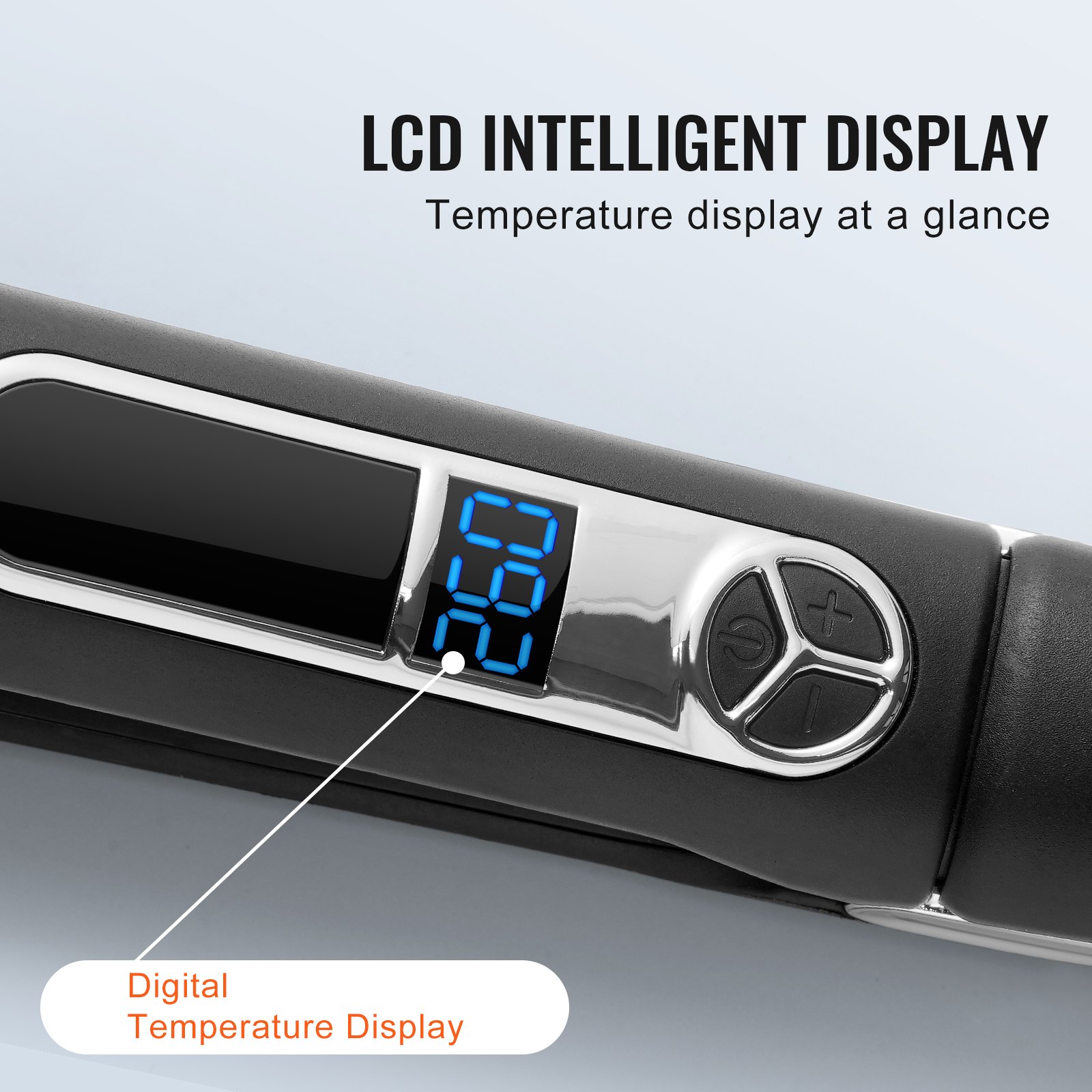 VEVOR Piastra per Capelli a Riscaldamento 38,1 mm 55 W, Piastra per Capelli in Titanio con Schermo LCD 25 Livelli di Temperatura 98,88 °C a 232,22 °C, Ideale per Uso in Viaggio, a Casa e in Salone