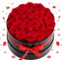 VEVOR Fiori Secchi Ornamentali 27 Rose Stabilizzate in Scatola Bouquet di Fiori Eterni Immortali, Rosa Eterna Vera, Ampia Gamma di Utilizzi Anniversario, San Valentino, Natale, Rosso