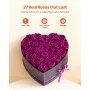 VEVOR Fiori Stabilizzati Veri 27 Rose Stabilizzate in Scatola a Forma di Cuore, Bouquet di Fiori Eterni Immortali, Rosa Eterna Vera, Ampia Gamma di Utilizzi Anniversario, Natale, Viola