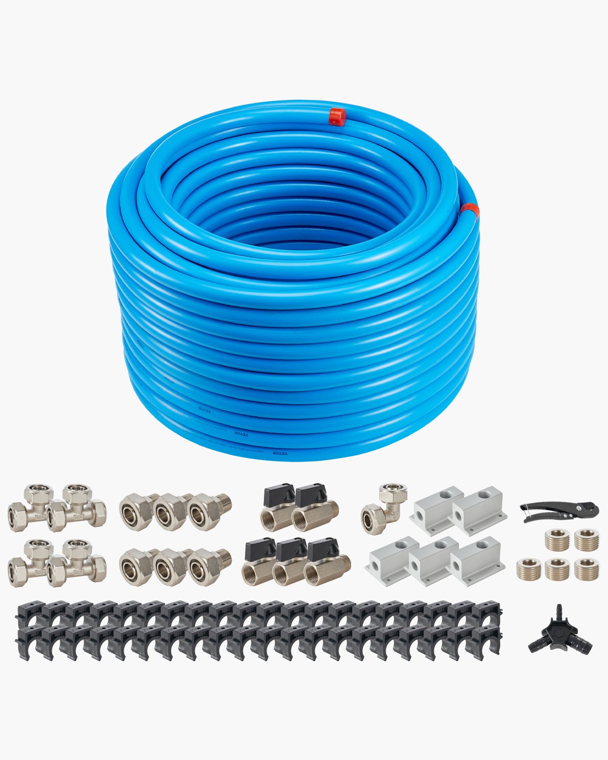 VEVOR Kit di Tubi per Compressore d'Aria, 60,96 m x 19,05 mm, Sistema di Tubazioni per Aria Compressa in HDPE-Alluminio, a Prova di Perdite, Resistente alla Pressione per Garage e Officine, Blu
