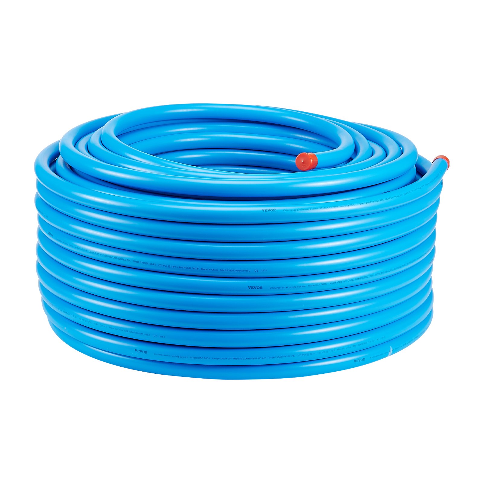 VEVOR air compressor piping kit, 60.96 mx 19.05 mm, HDPE-aluminum compressed air pipe system, leak-proof and easy to install, compressed air line hose kit for garage workshops, blue