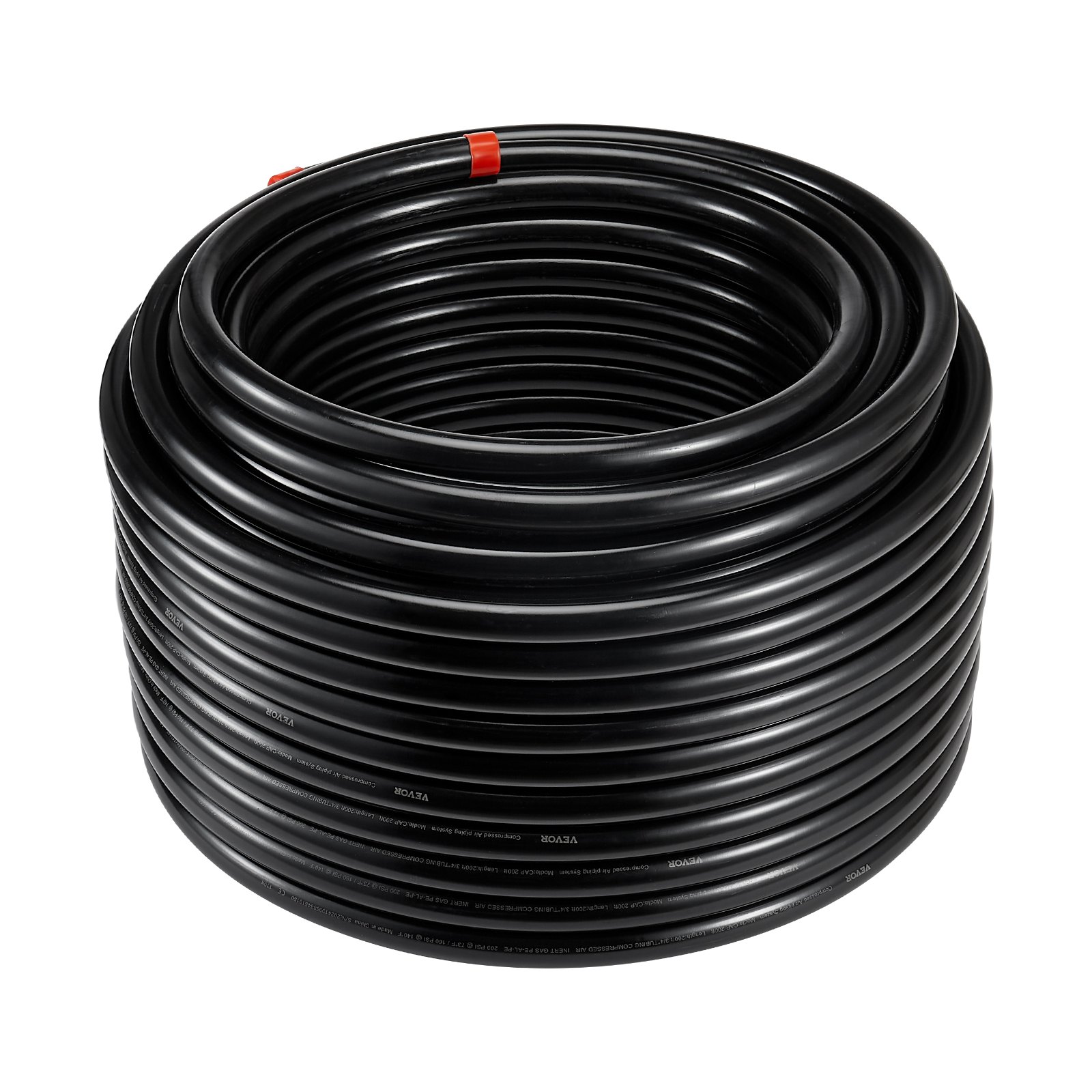 VEVOR Kit di Tubi per Compressore d'Aria, 60,96 m x 19,05 mm, Sistema di Tubazioni per Aria Compressa in HDPE-Alluminio, a Prova di Perdite, Resistente alla Pressione per Garage e Officine, Nero