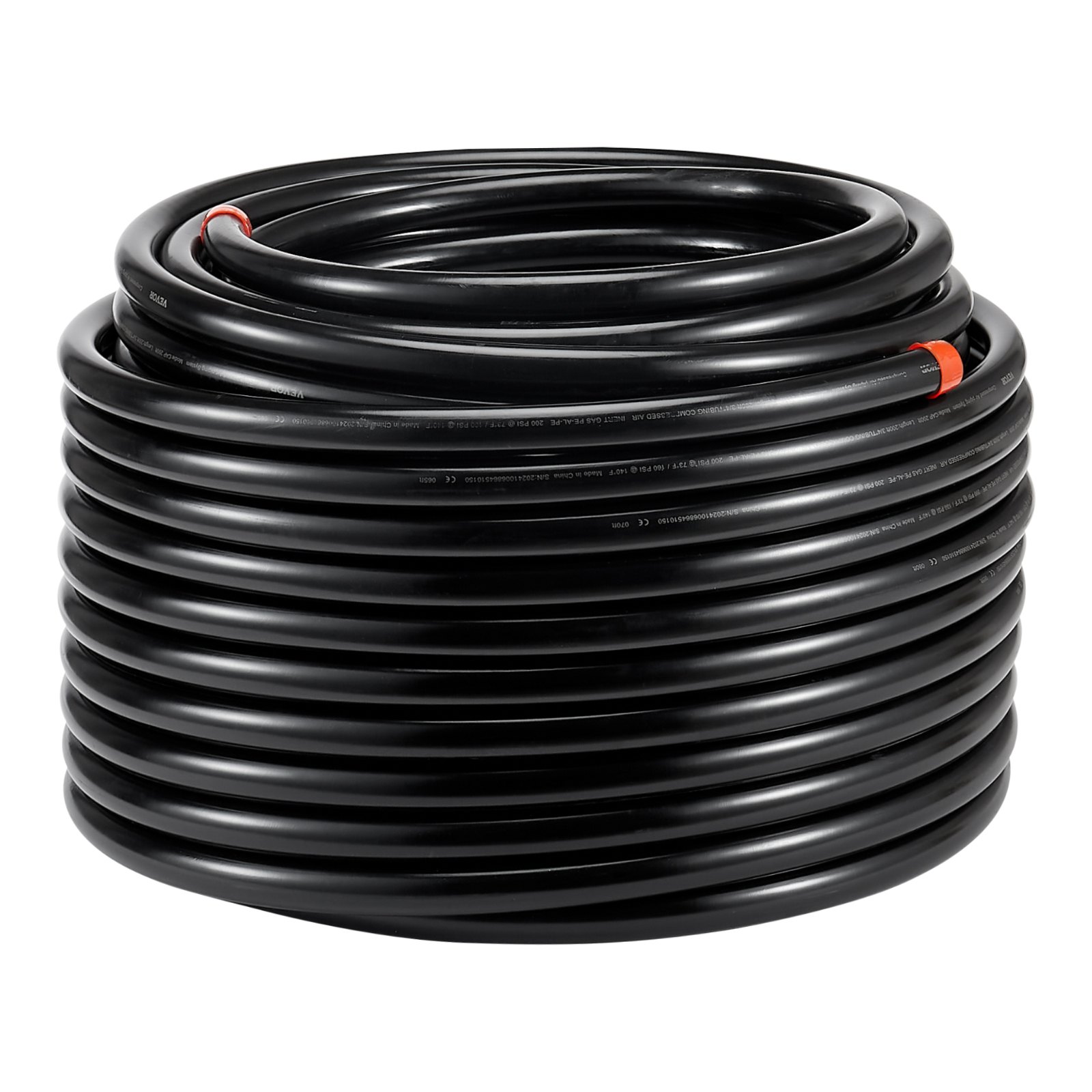 VEVOR air compressor hose kit, 60.96 mx 19.05 mm compressed air hose, HDPE-aluminum compressed air pipe system, easy to install, compressed air hose kit for garage workshops, black