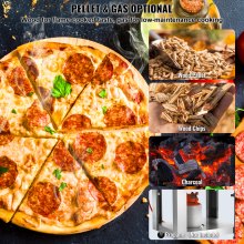 Forno per pizza da esterno VEVOR da 22" Forno a pellet/gas portatile con ruote per campeggio