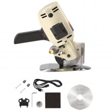 VEVOR Forbice Elettrica Rotante da Cucito per Tessuto Multistrato 250W Taglierina Elettrica per Stoffa con Lama Ottagonale 100 mm Spessore di Taglio 27 mm con 1 Lama di Ricambio e Pietra Affilatrice