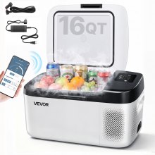 VEVOR Frigorifero Elettrico Portatile per Auto 15 L, Mini Compressore Elettrico  CC 12 V 24 V con Modalità Freddo e Caldo Controllo Tramite App, Design Compatto e Antiurto, per Camper Camion Barca