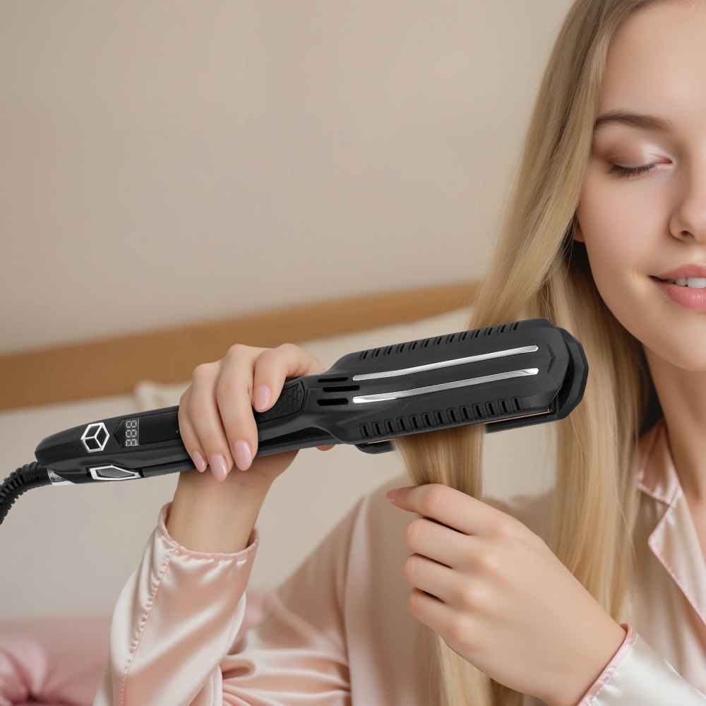 VEVOR Piastra per Capelli 300 x 45 x 60 mm Piastra per Capelli a Doppio Infrarossi con Schermo LCD, 19 Livelli di Temperatura, Piastra per Capelli a Riscaldamento Rapido per Uso Domestico in Salone