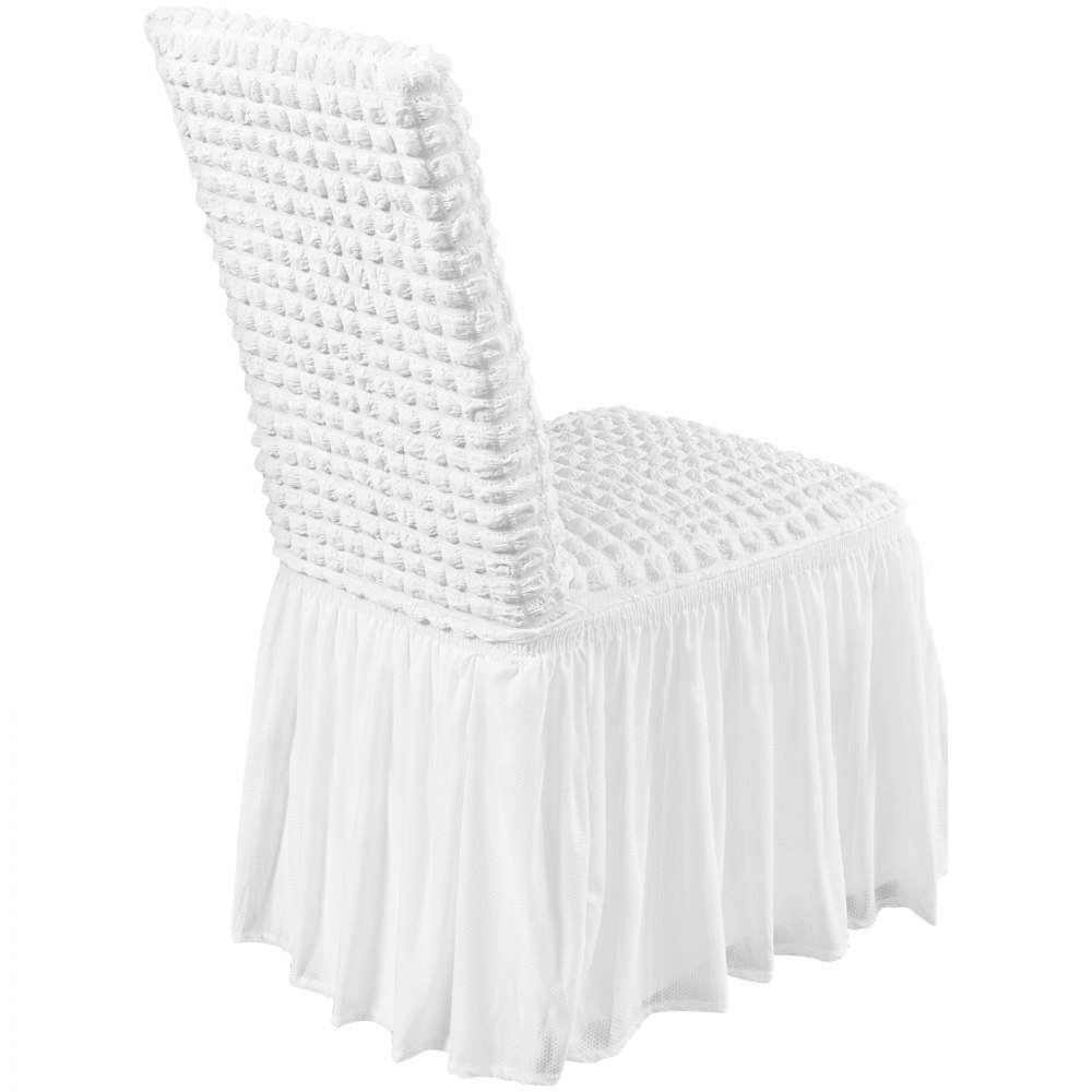 VEVOR Chair Covers Made of Elastic Spandex, Universally Fitting Chair Covers with Skirt, Removable & Washable Protective Covers, for Wedding, Holiday, Banquet, Party, Celebration, Dinner (4 Pieces, White)