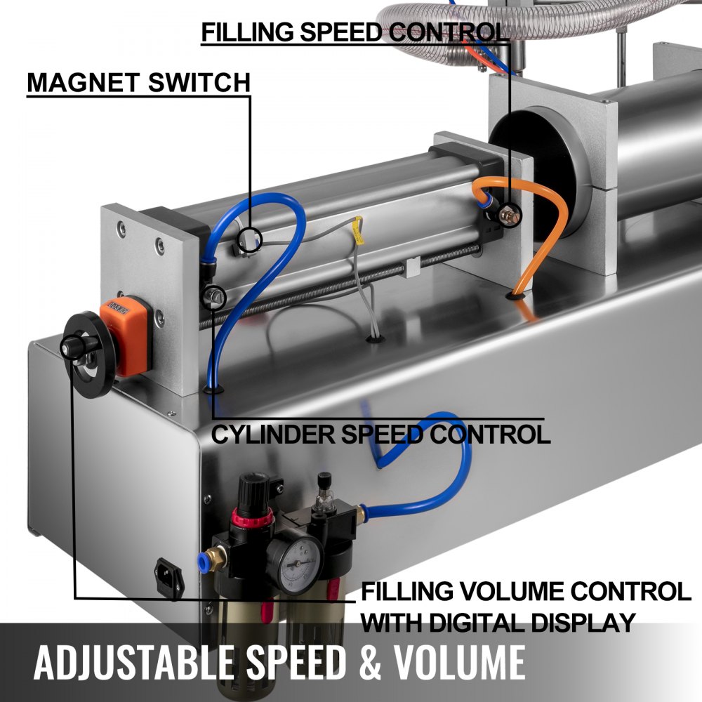 VEVOR Macchina Riempitrice per Liquida Pneumatica da 1000-5000ml Testa Singola