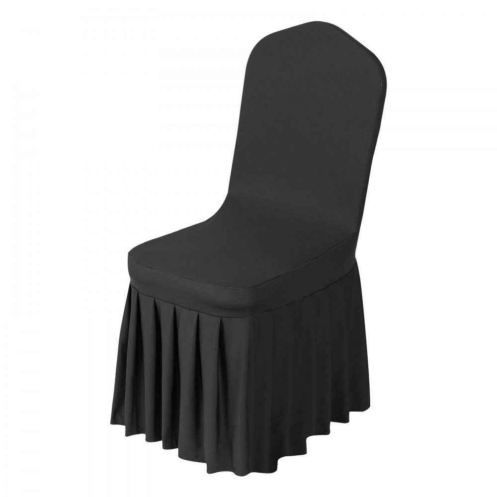 VEVOR Coprisedie con Parte Anteriore Piatta, 30 Pezzi Lavabili e Rimovibili in Poliestere e Spandex per Matrimoni, Sale da Pranzo, Banchetti, Ristoranti, Adatti a Sedie 510 x 450 x 950 mm, Nero