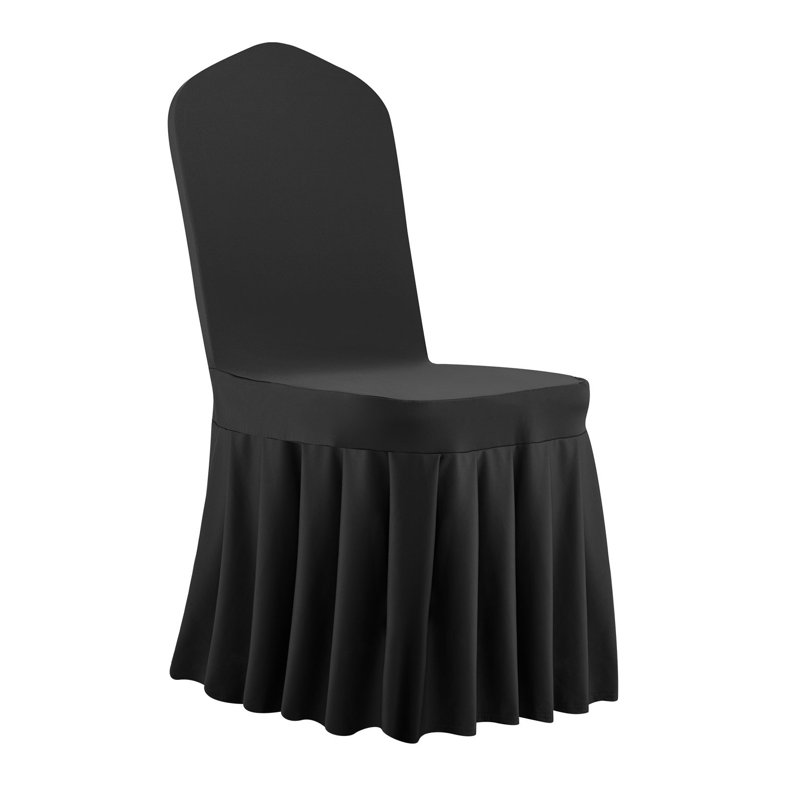 VEVOR Coprisedie con Parte Anteriore Piatta, 30 Pezzi Lavabili e Rimovibili in Poliestere e Spandex per Matrimoni, Sale da Pranzo, Banchetti, Ristoranti, Adatti a Sedie 510 x 450 x 950 mm, Nero
