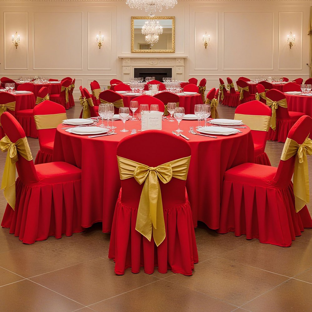 VEVOR Coprisedie con Parte Anteriore Piatta, 30 Pezzi Lavabili e Rimovibili in Poliestere e Spandex per Matrimoni, Sale da Pranzo, Banchetti, Ristoranti, Adatti a Sedie 510 x 450 x 950 mm, Rosso
