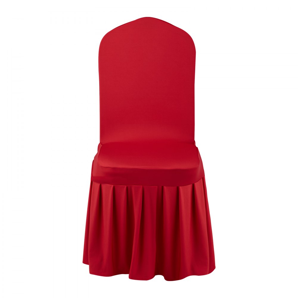 VEVOR Coprisedie con Parte Anteriore Piatta, 30 Pezzi Lavabili e Rimovibili in Poliestere e Spandex per Matrimoni, Sale da Pranzo, Banchetti, Ristoranti, Adatti a Sedie 510 x 450 x 950 mm, Rosso