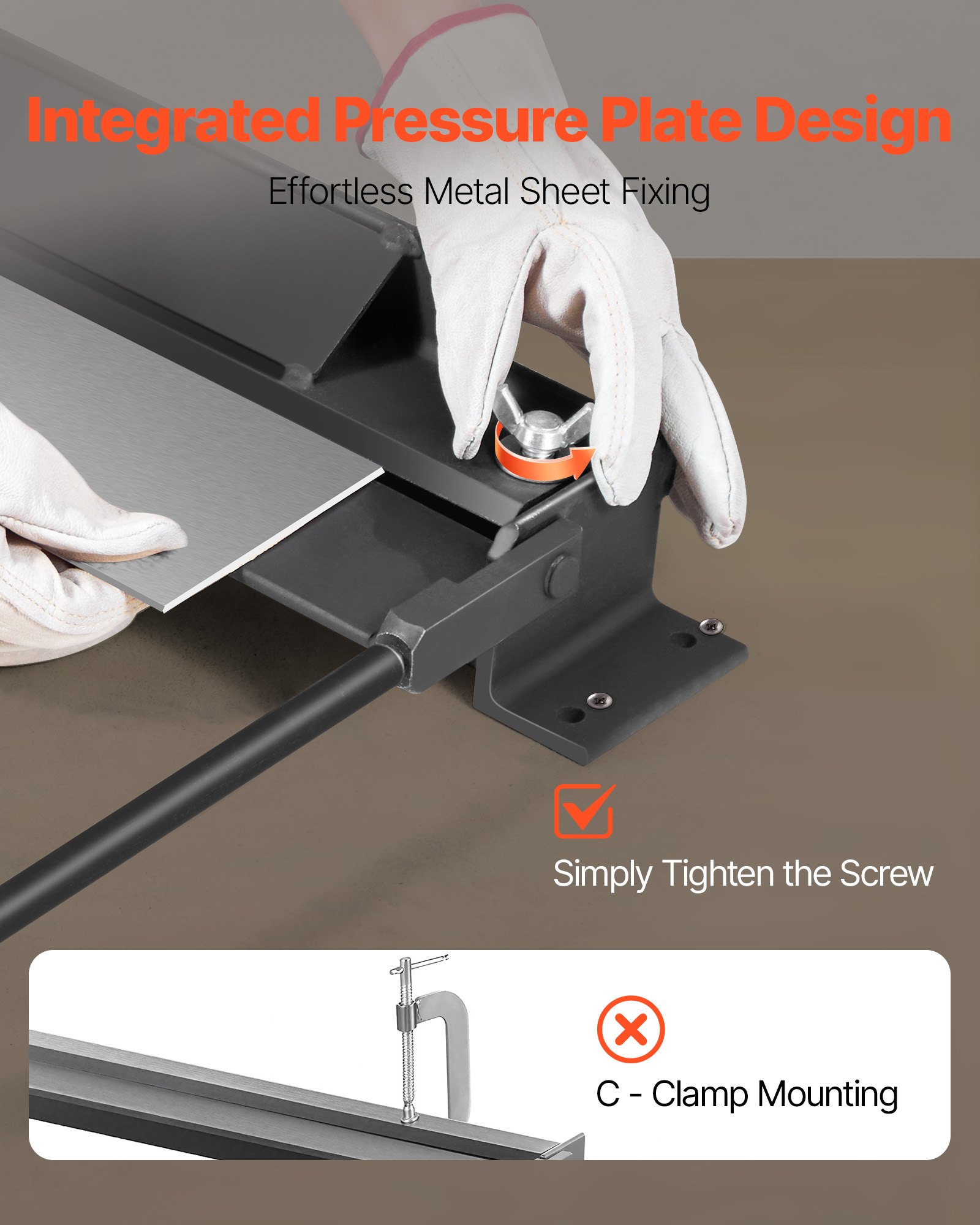 VEVOR Box and Pan Brake, 762 mm Sheet Metal Bending Brake, 18-Gauge Capacity, 0-135 Degree Adjustable, Metal Bender Machine, No Wobbling, Heavy-Duty Aluminum Folder for Precise Batch Bending