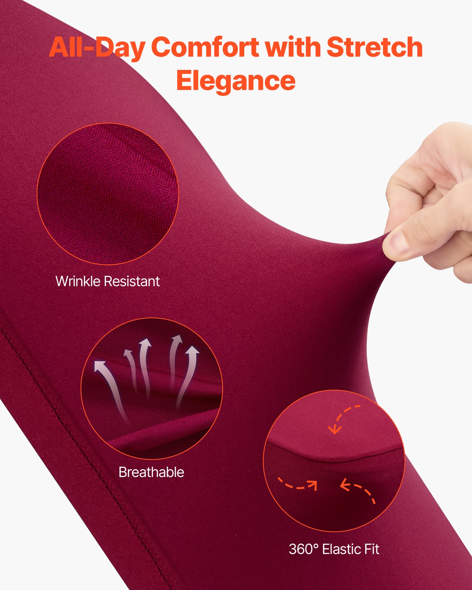 VEVOR Coprisedie per Sedia, 50 Pezzi, Coprisedie in Poliestere e Spandex Lavabili e Rimovibili per Feste di Matrimonio, Banchetti da Sala da Pranzo, Adatti a Sedie 51 x 45 x 95 cm, Bordeaux