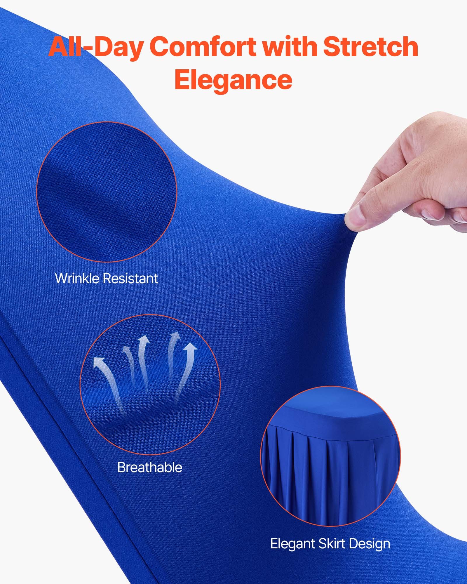 VEVOR Coprisedie Elasticizzati, 30 Pezzi Lavabili e Rimovibili in Poliestere e Spandex per Matrimoni, Feste, Sale da Pranzo, Banchetti, Ristoranti, Adatti a Sedie 510 x 450 x 950 mm, Blu