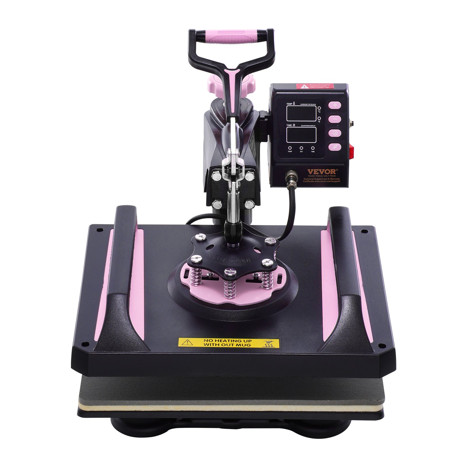 VEVOR 8 in 1 Macchina Pressatura a Caldo 290x380 mm Pressa a Tamburo Nero Rosa