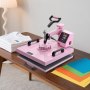 VEVOR Macchina Stampa a Caldo Dimensioni 380 x 380 mm 8 in 1 Colore Rosa, per Tazze Cappelli e Piatti, con Pressa per Bicchieri da 6-30 oz, Pressatura di Magliette a 360°, Controllo Digitale Preciso