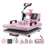 VEVOR Macchina Stampa a Caldo Dimensioni 380 x 380 mm 8 in 1 Colore Rosa, per Tazze Cappelli e Piatti, con Pressa per Bicchieri da 6-30 oz, Pressatura di Magliette a 360°, Controllo Digitale Preciso