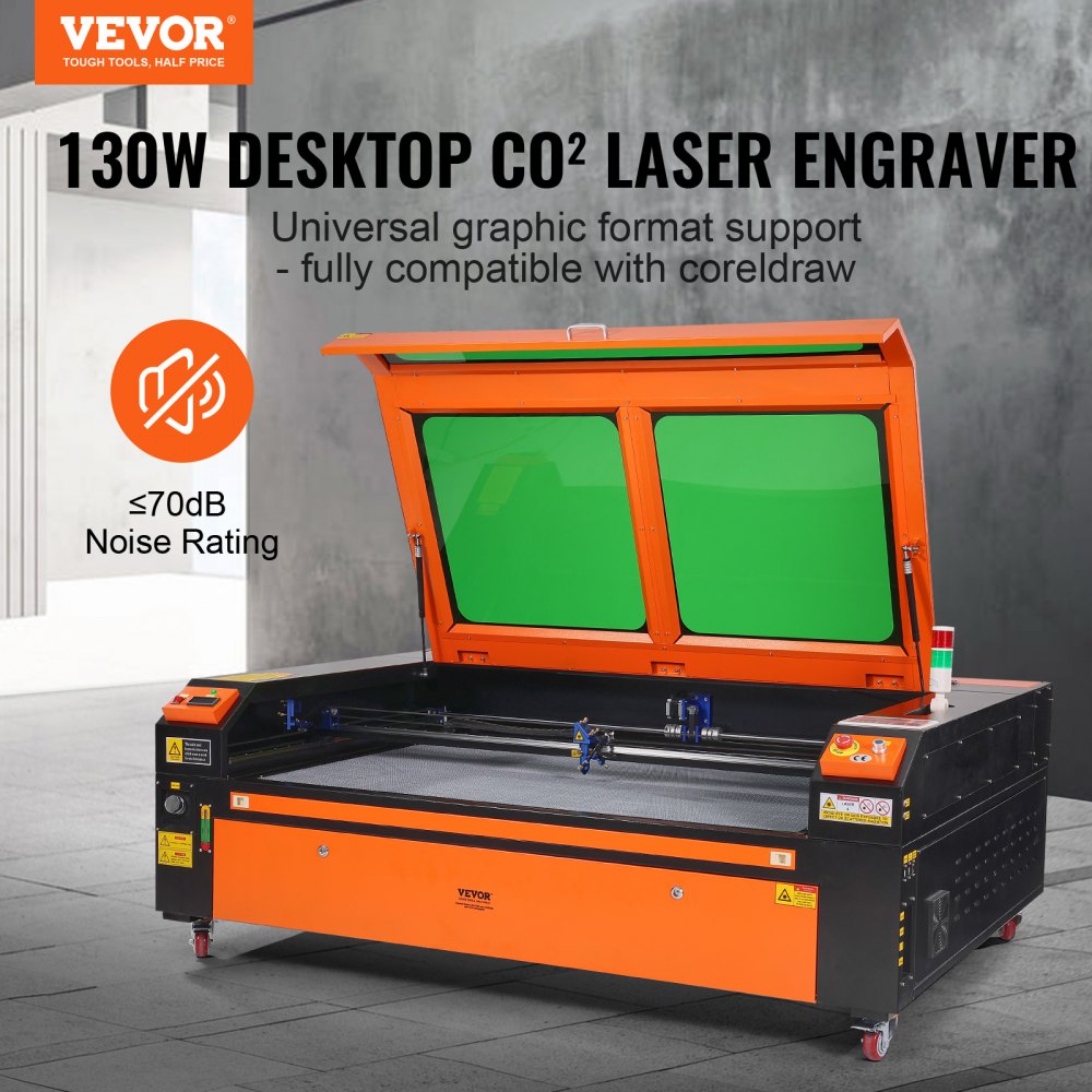 VEVOR Macchina per Incisione Laser CO2 Compatta Piano di Lavoro 90x140cm Potenza 130W Spessore di Taglio Max. 20mm Velocità di Incisione 0-500 mm/s, Macchina da Taglio per Incisione Tubo Incisore CO2