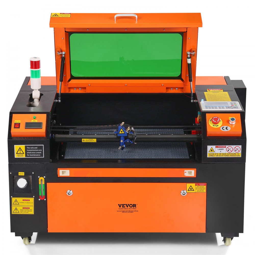 VEVOR 60 W CO2 laser engraver, 400x600 mm, 500 mm/s laser cutting machine with 2-way pass air assist, compatible with LightBurn, CorelDRAW, AutoCAD, Windows, Mac OS, Linux, for wood, acrylic, fabric