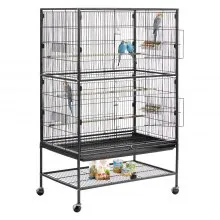 VEVOR Gabbia per Uccelli 800 x 520 x 1320 mm, Parte Superiore Piatta, Gabbia per Uccelli in Ferro Battuto con Trespoli, Vassoio Estraibile e Mangiatoie in Plastica, per Pappagallo, Cinciarella