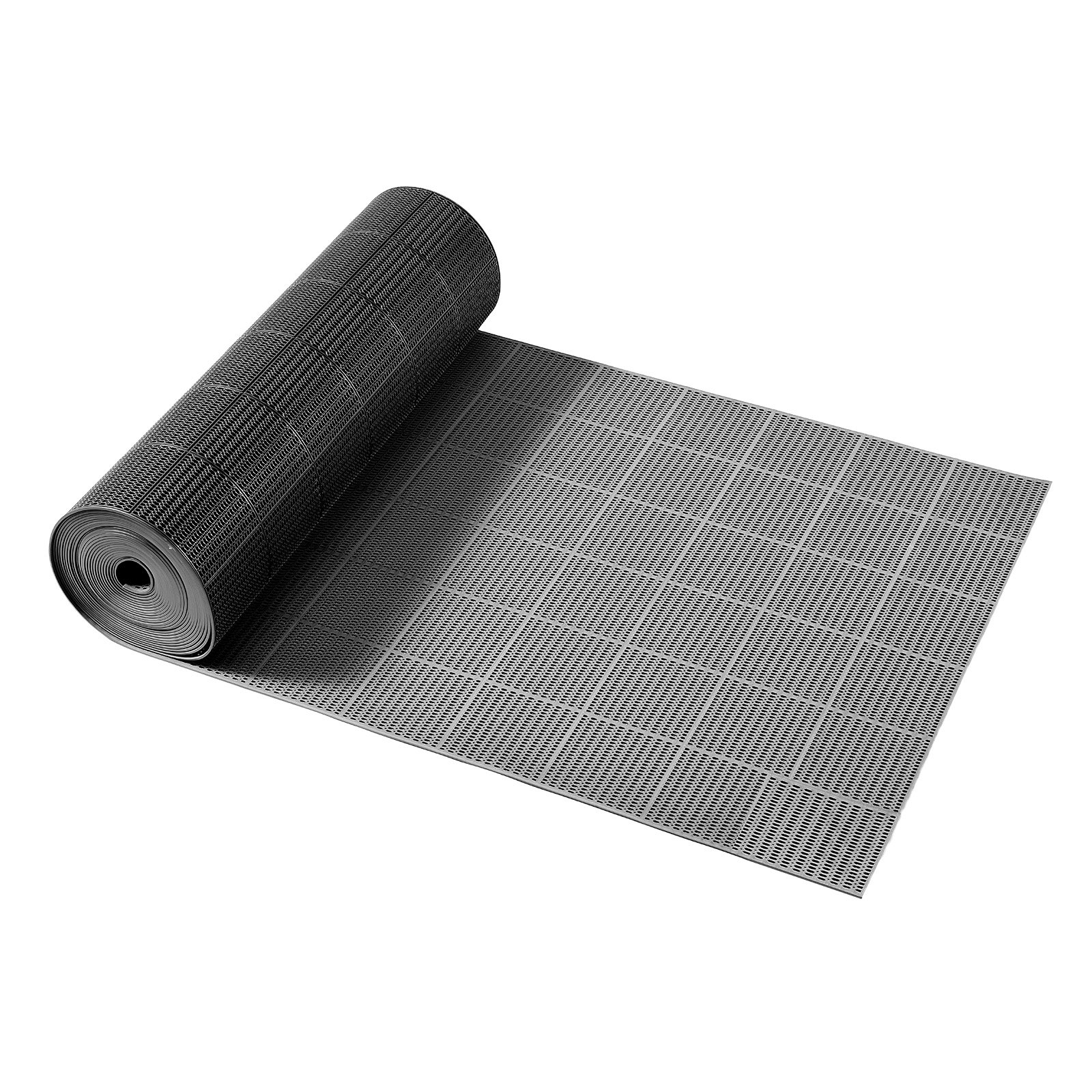 VEVOR Drainage Mat, 90 x 1500 cm, PVC Non Slip Commercial Floor Mat, Wet Area Water Drain Splash Matting Hollow Doormat Roll, for Outdoor Indoor Restaurant Swimming Pool Patio Bathroom Washroom, Black
