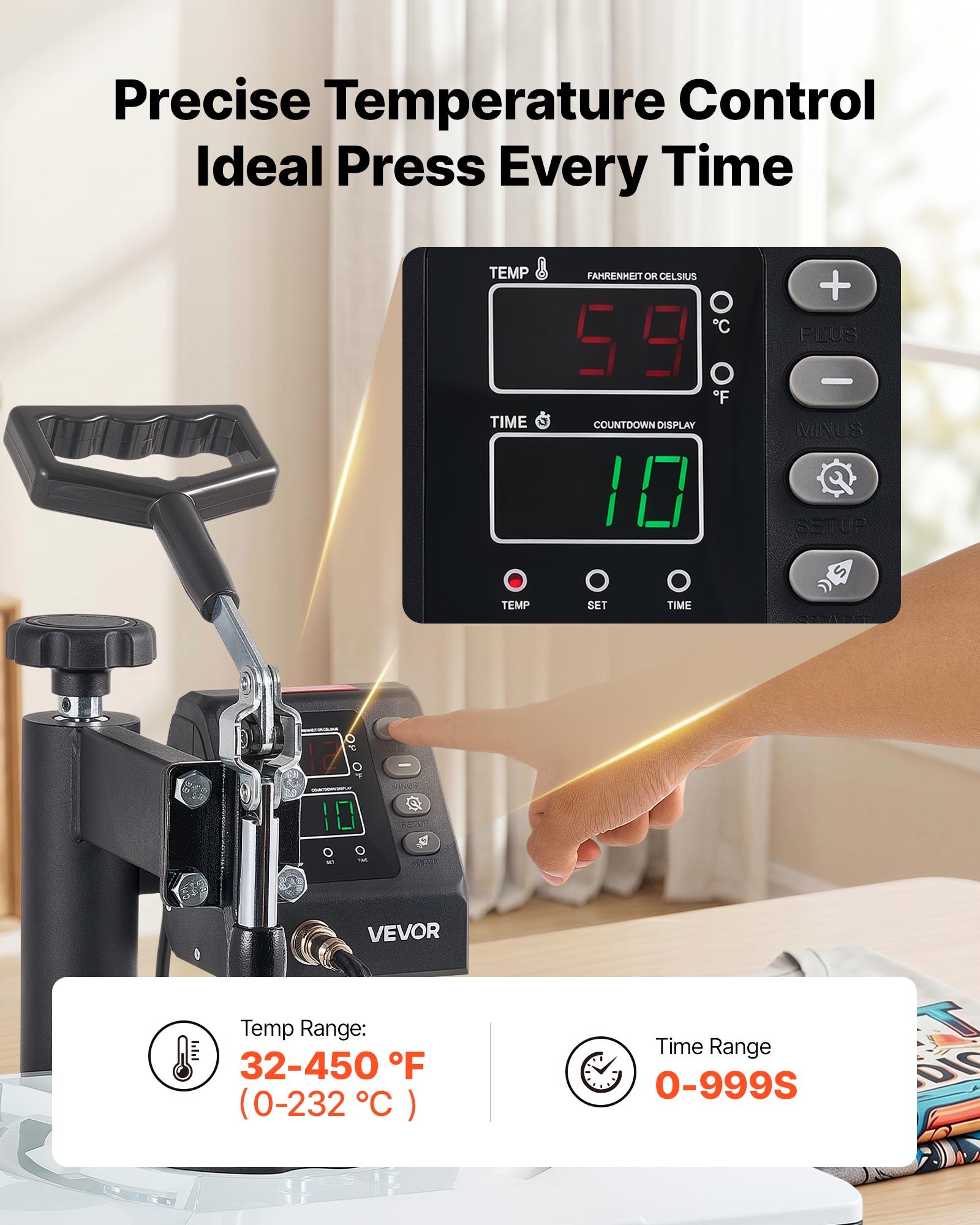 VEVOR Pressa a Caldo 29 x 38 cm Combinazione 5 in 1 per Sublimazione, Termopressa Riscaldamento Rapido Controllo Digitale Tempo e Temperatura Multiuso, per Magliette Tazze Bicchieri Cappelli Piatti