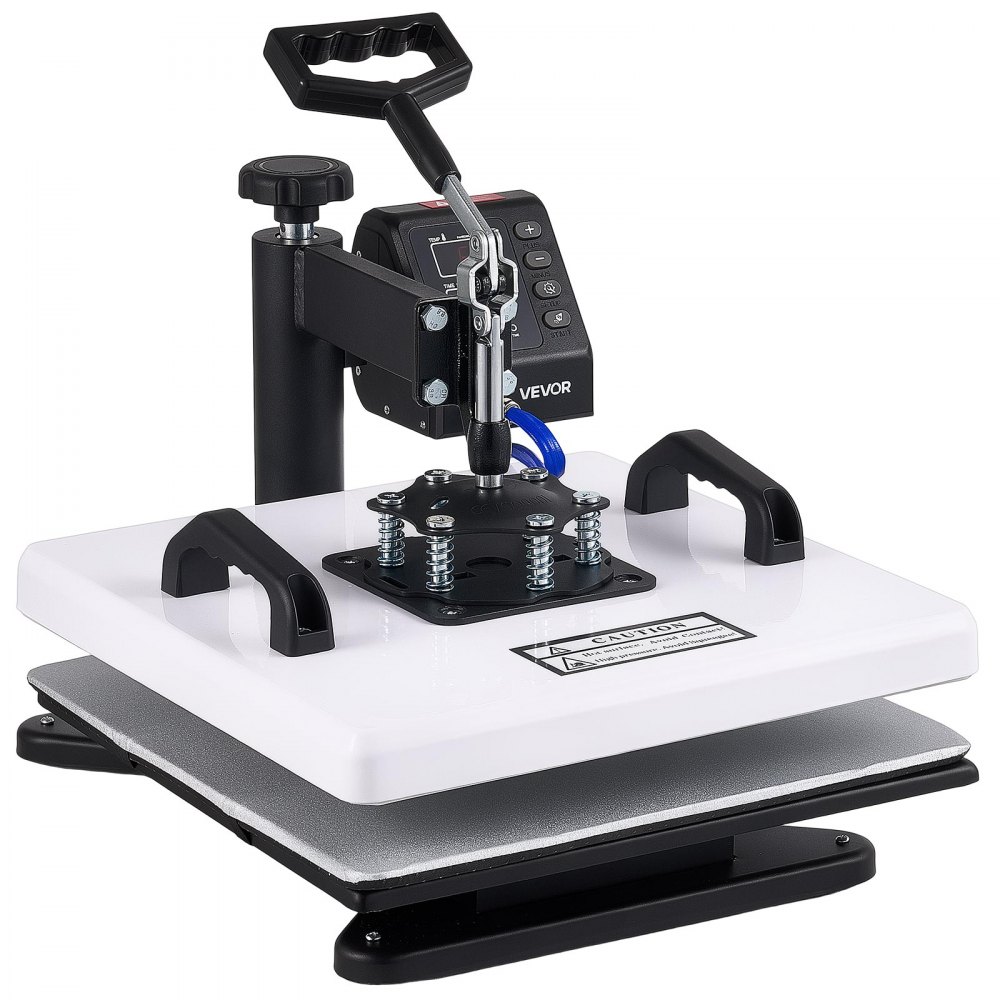 VEVOR Pressa a Caldo 38 x 38 cm Combinazione 2 in 1 per Sublimazione, Termopressa Rotazione a 360° Riscaldamento Rapido, Controllo Digitale Tempo e Temperatura, per Tessuti Magliette Federe Cappelli