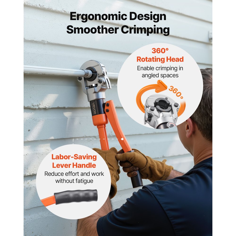 VEVOR Pinza Crimpatrice Idraulica per Tubi in Alluminio e Plastica PEX, Pinza Crimpatrice per Raccordi per Tubi con Ganasce TH16 TH20 TH26 TH32, Custodia per Trasporto, Kit di Crimpatura