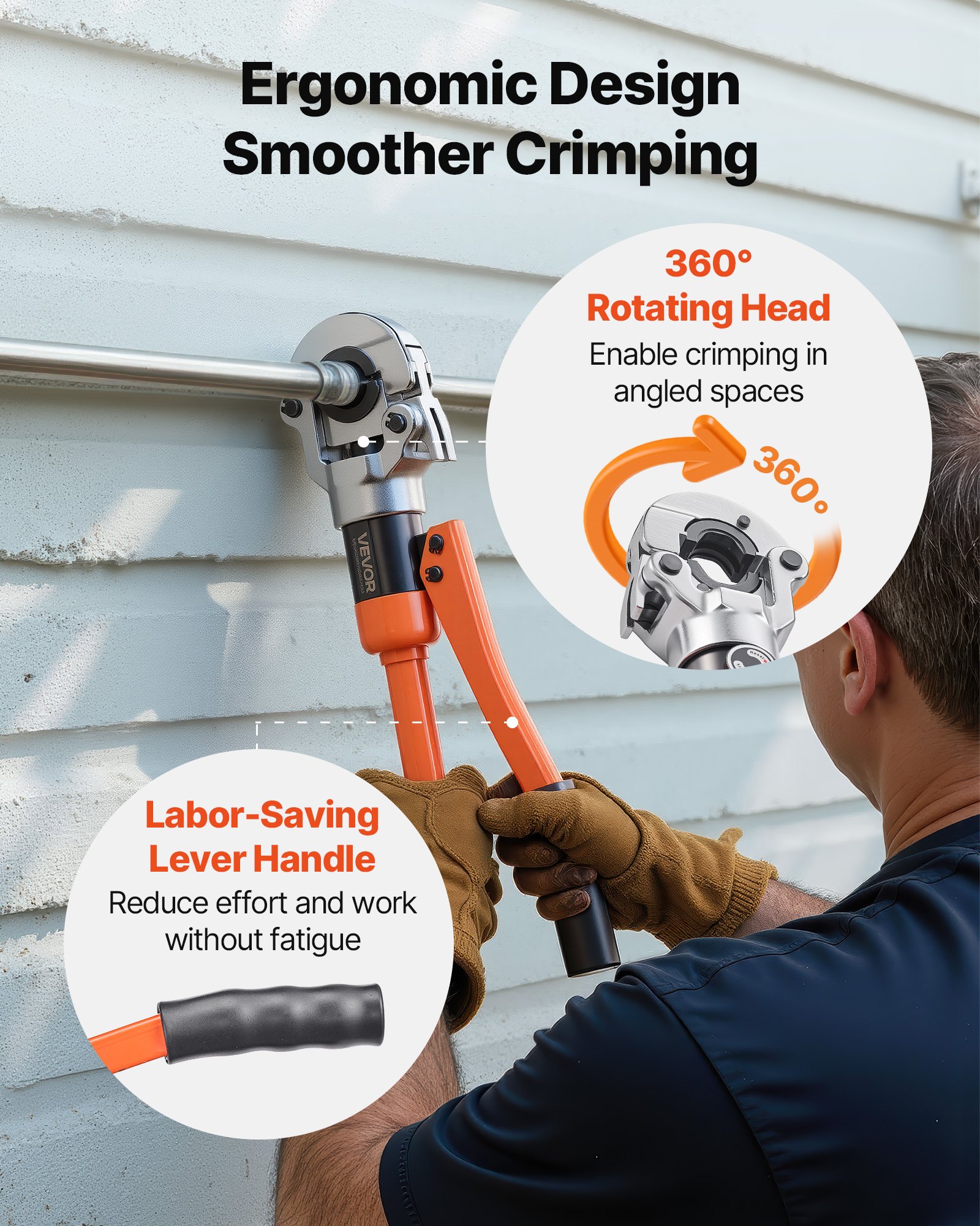VEVOR Pinza Crimpatrice Idraulica, Pinza Crimpatrice per Tubi in Acciaio Inossidabile, Raccordi per Tubi con Ganasce V12 V15 V18 V22 V28, Custodia per il Trasporto, Kit di Crimpatura