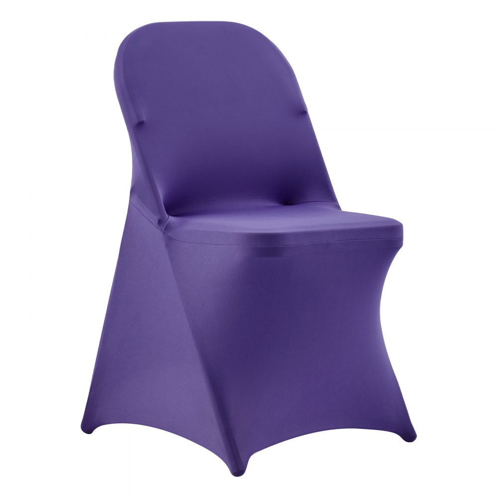 VEVOR Coprisedie Elasticizzati, 50 Pezzi, Coprisedie in Poliestere e Spandex Lavabili e Rimovibili per Feste di Matrimonio, Banchetti da Sala da Pranzo, per Sedie Pieghevoli 45 x 46 x 77 cm, Viola