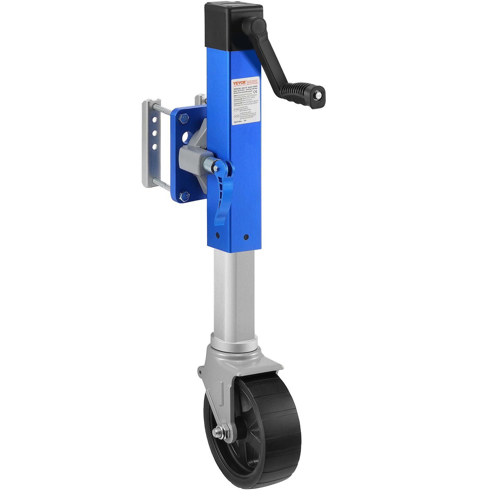 VEVOR Trailer Jack with Wheel, 725kg Trailer Support, Swivel Joint Boat Trailer Jack PP Single Wheel, 254mm Lift, Bolt-On Travel Trailer with Handle for Motorhome, Boat, Horse Trailer, Utility Trailer