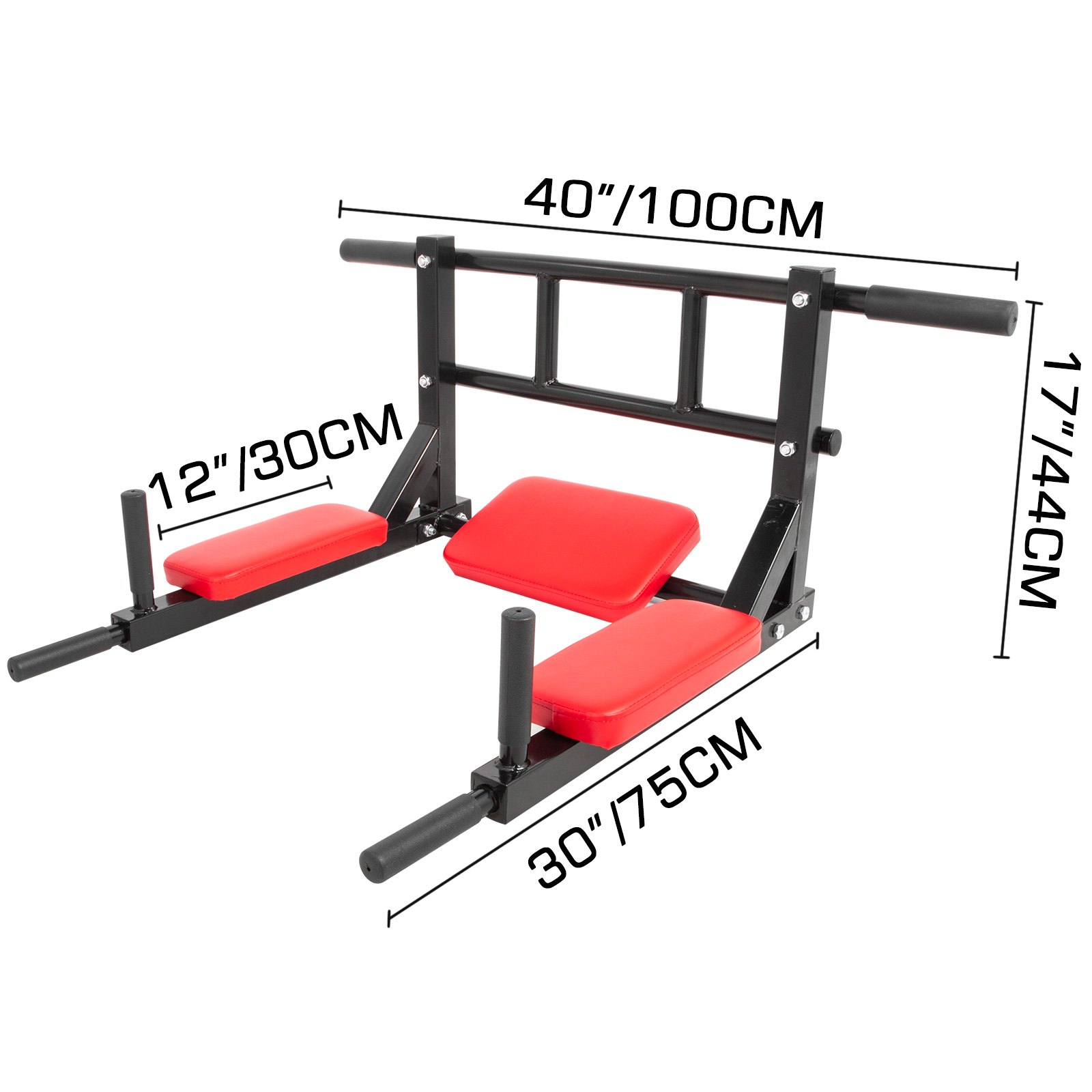 VEVOR Barra per Trazioni Montata A Parete 2 In 1, Barra per Trazioni a Parete per Uomo Donna e Bambino a Peso di 300kg, Ideale per Allenamento e Fitness Colore Rosso
