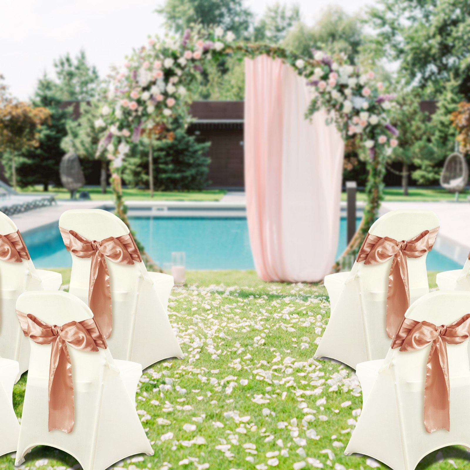 VEVOR Chair Covers for Folding Chairs Made of Elastic Spandex, Short Chair Covers, Removable & Washable Protective Covers, for Wedding, Holiday, Banquet, Party, Celebration (30 Pieces, Ivory White)