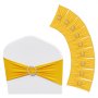 VEVOR  100 Pezzi Giallo Oro, Fascia per Sedia Elasticizzata in Spandex, Fiocchi Elasticizzati per Sedia con Fibbia Rotonda, Fasce Elastiche per Sedia, per Matrimoni, Banchetti, Decorazione per Sedia