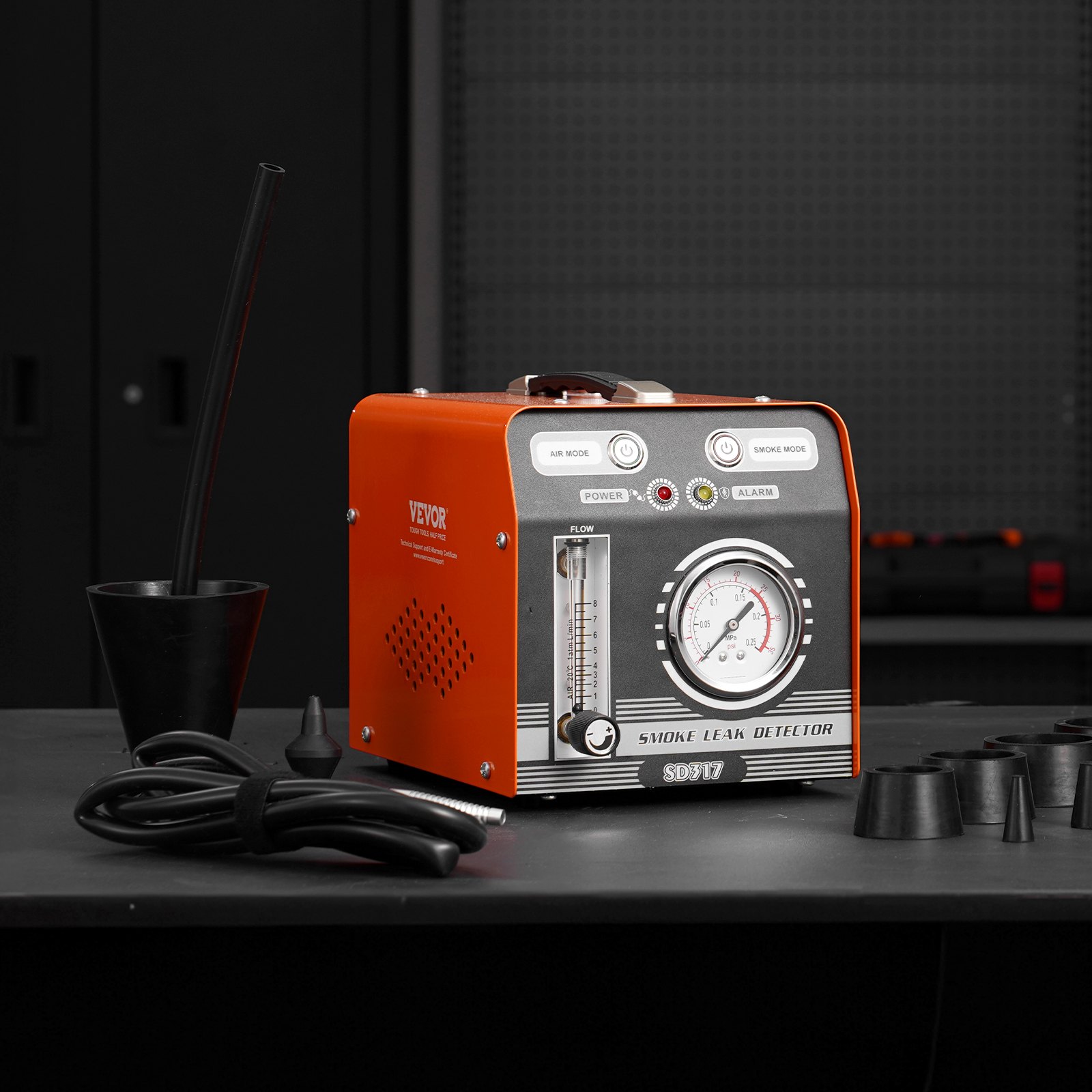 VEVOR Macchina rilevatore perdite fumo per auto, Rilevatore di perdite 8L/min, Modalità aria modalità fumo, Rilevatore di perdite con manometro pompe ad aria, Rilevatore di perdite per sistemi EVAP