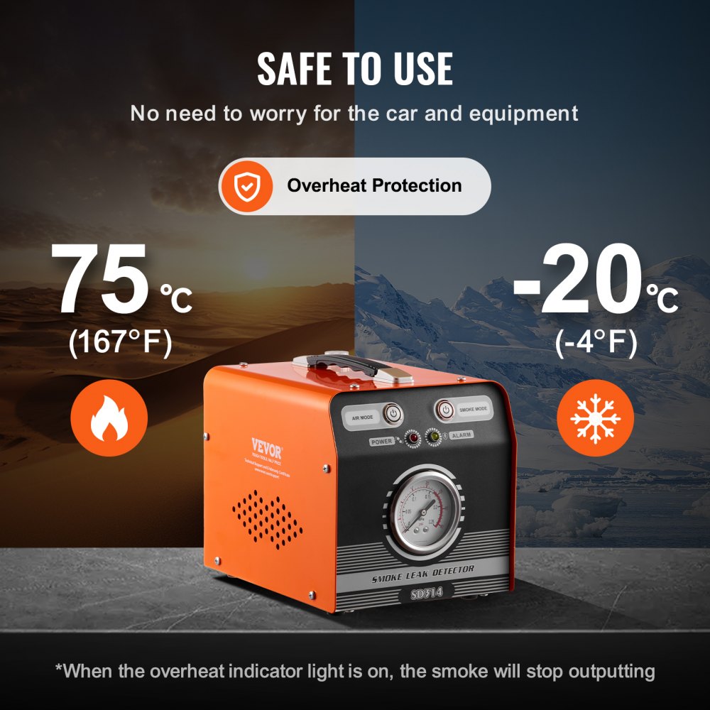 VEVOR Car Smoke Machine Leak Detector 8 L/min, Car Smoke Machine Air Mode & Smoke Mode Two Models, Leak Detector with Manometer & Air Pumps, 12V Leak Detector Smoke Machine