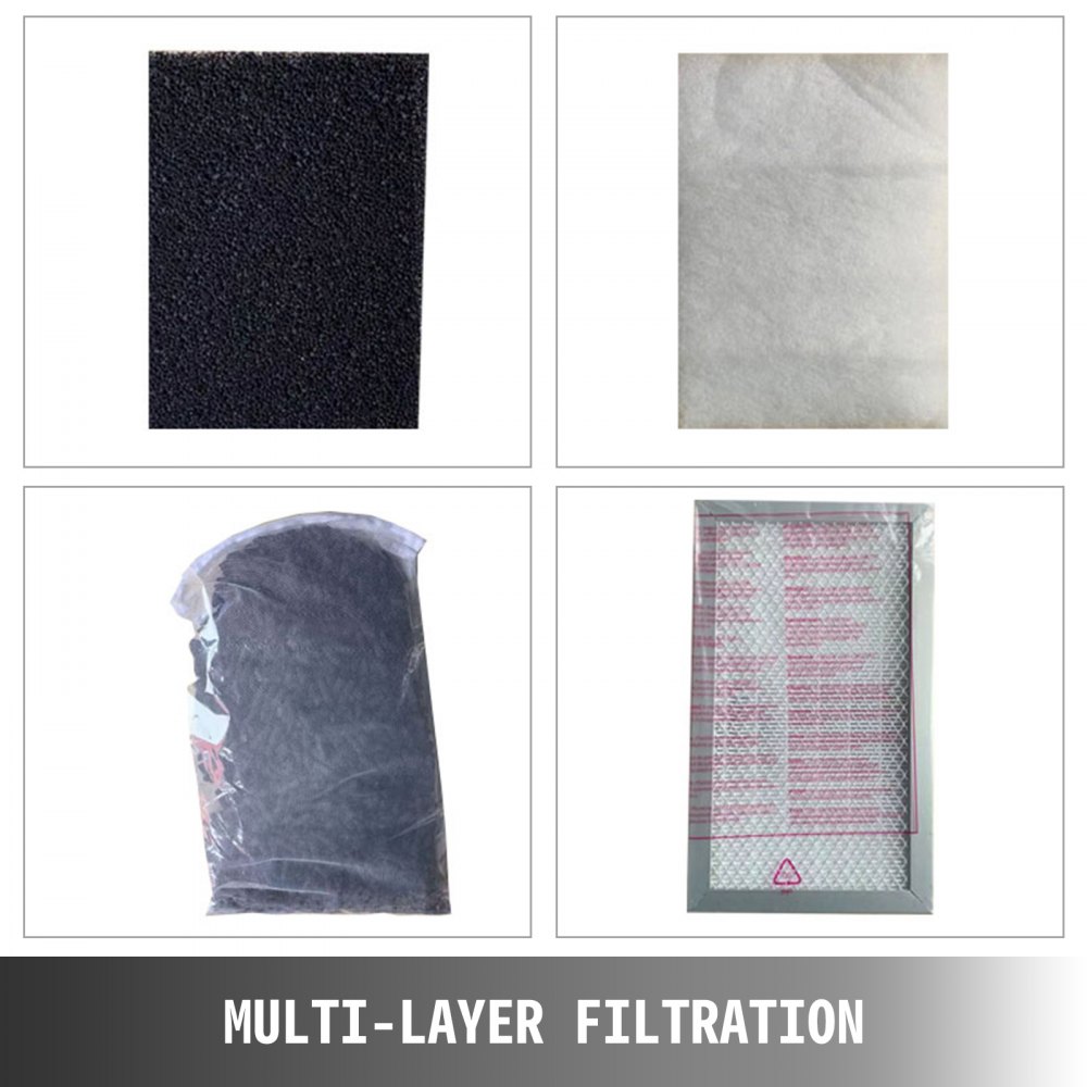 VEVOR Purificatore d'Aria con Filtro HEPA,  Purificatore d'Aria Casa 80W, con Modulo di Riduzione del Rumore, Effetti Filtrazione 80%, Rimuovere Polvere, Fumo, per Macchine a Incisione e Laser CNC