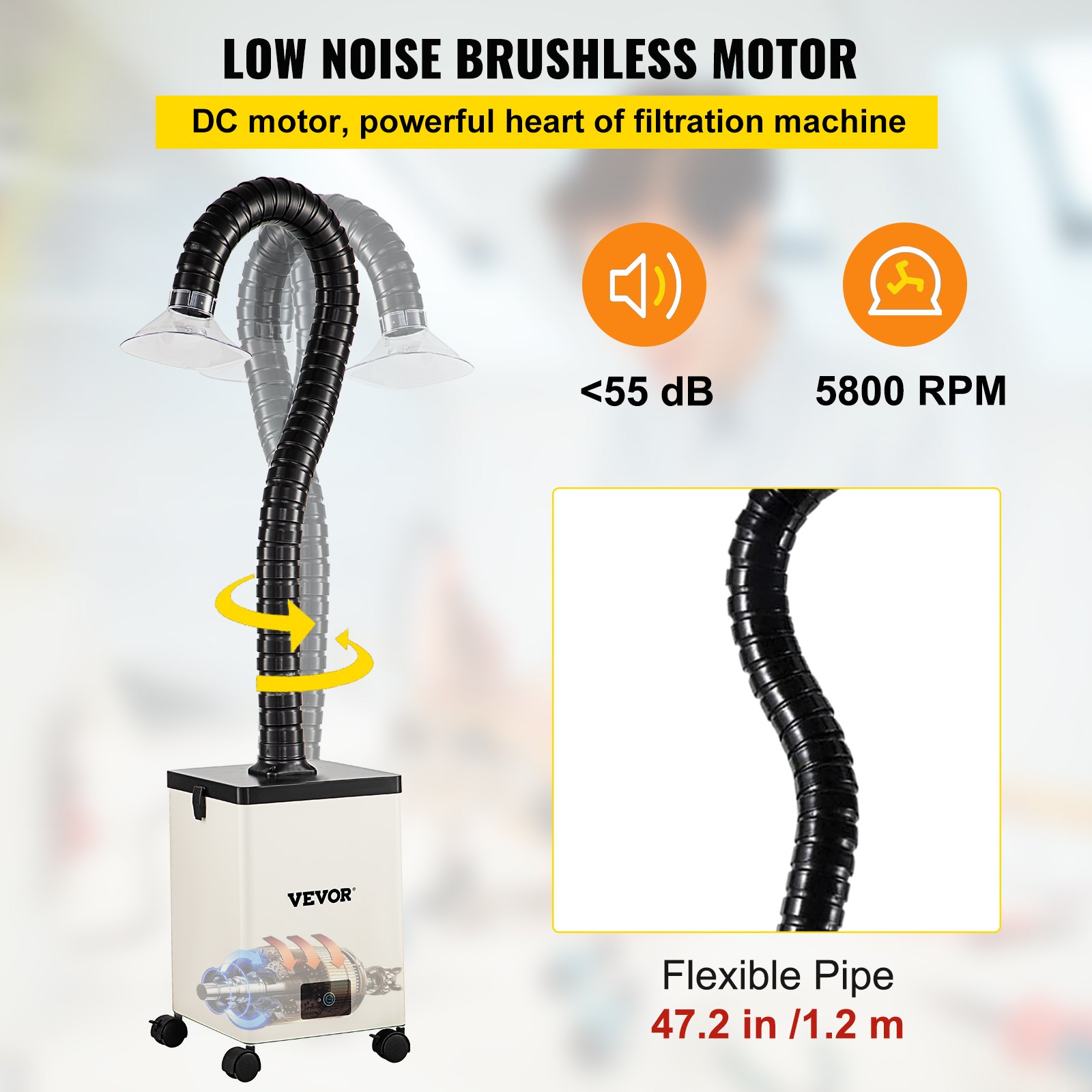 VEVOR Aspiratore del Fumo per Saldatura 80W, Assorbitore di Fumo a Saldare con Filtri a 3 Stadi, Estrattore di Saldatura del Fumo per Stazione di Saldatura, Depuratore per Saldatura Capo Singolo