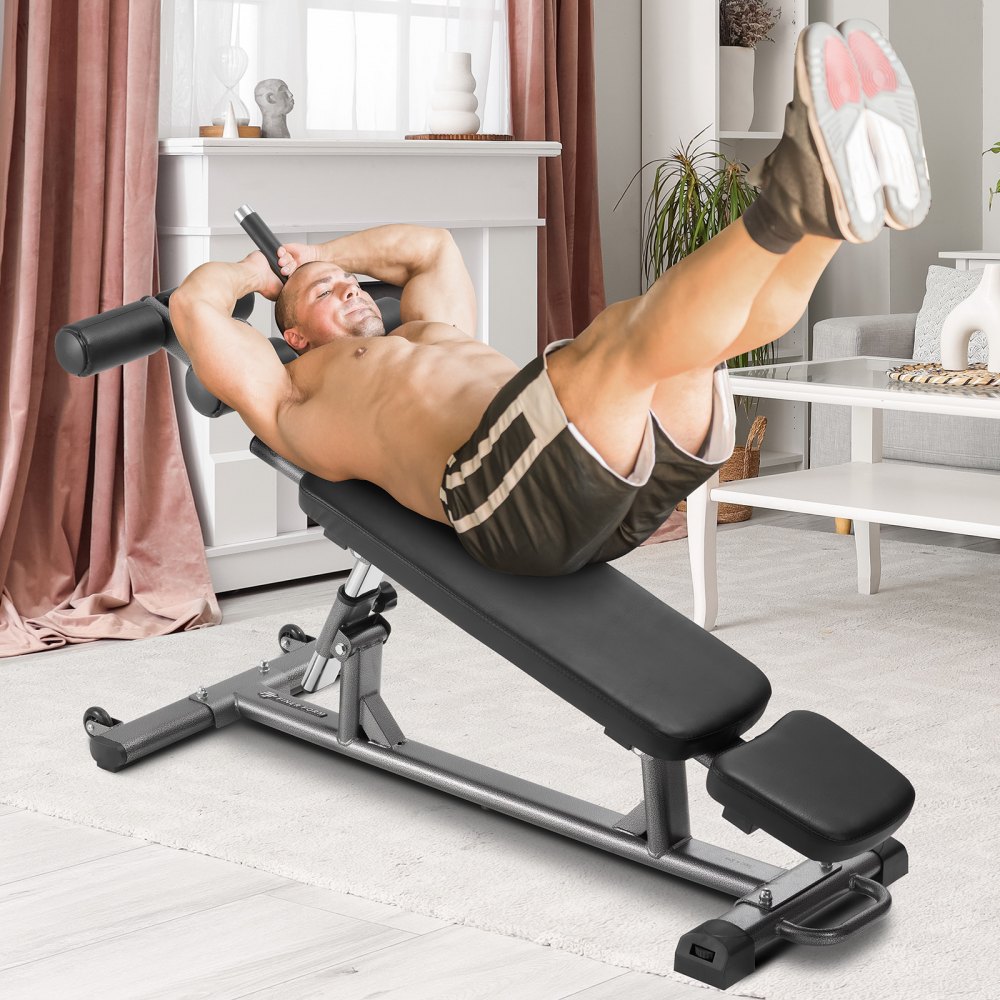 VEVOR Panca Pesi Panca Regolabile per Allenamento della Forza Panca Press per Allenamento Completo del Corpo 454 kg Panca Multiuso per Sit-up per Palestra a Casa Panca Inclinata con Maniglia Nera
