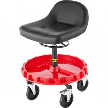 VEVOR Sgabello da Officina Meccanico con Rotelle, Sgabello da Garage Regolabile Imbottito con Vassoio per Attrezzi, sedia Girevole con Carrello Scorrevole per Riparazione Capacità Carico Max. da 136kg