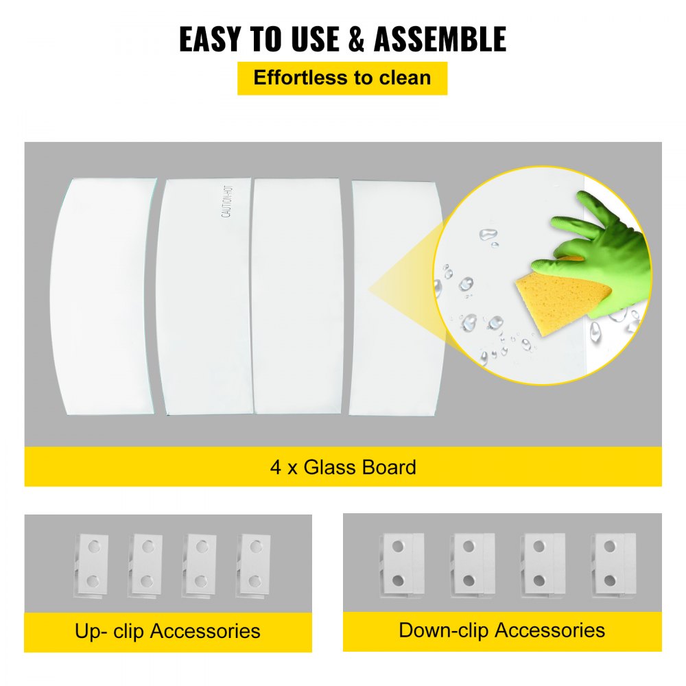 VEVOR Protezione per Recinzione a Forma Rotonda Tavolo di Vetro Temperato da 580x580x150 mm, Parafiamma in Vetro Spessore a 6,4 mm con 8 x Staffe per Bracieri Esterni Rotondi, Rettangolari e Quadrati