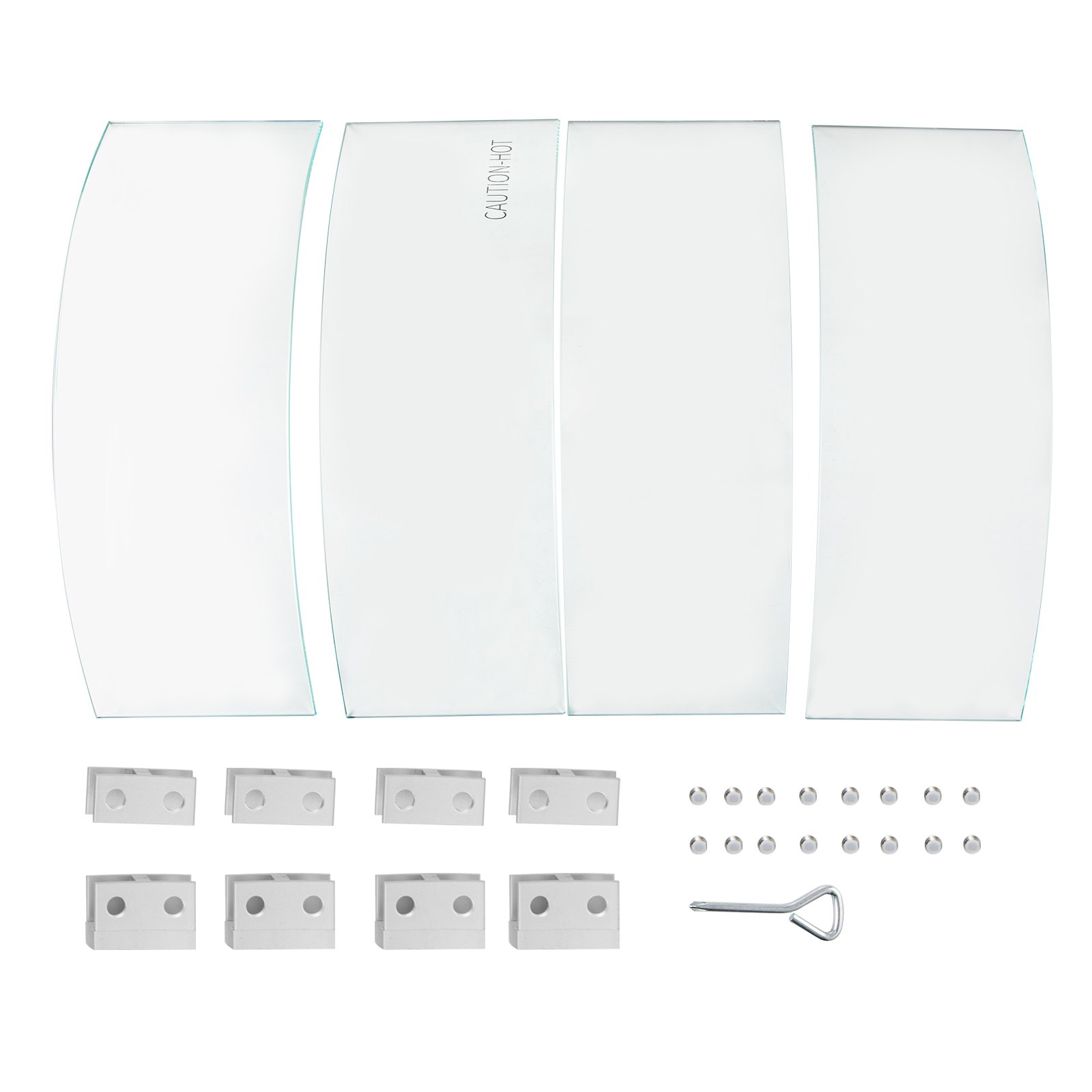 VEVOR Protezione per Recinzione a Forma Rotonda Tavolo di Vetro Temperato da 580x580x150 mm, Parafiamma in Vetro Spessore a 6,4 mm con 8 x Staffe per Bracieri Esterni Rotondi, Rettangolari e Quadrati