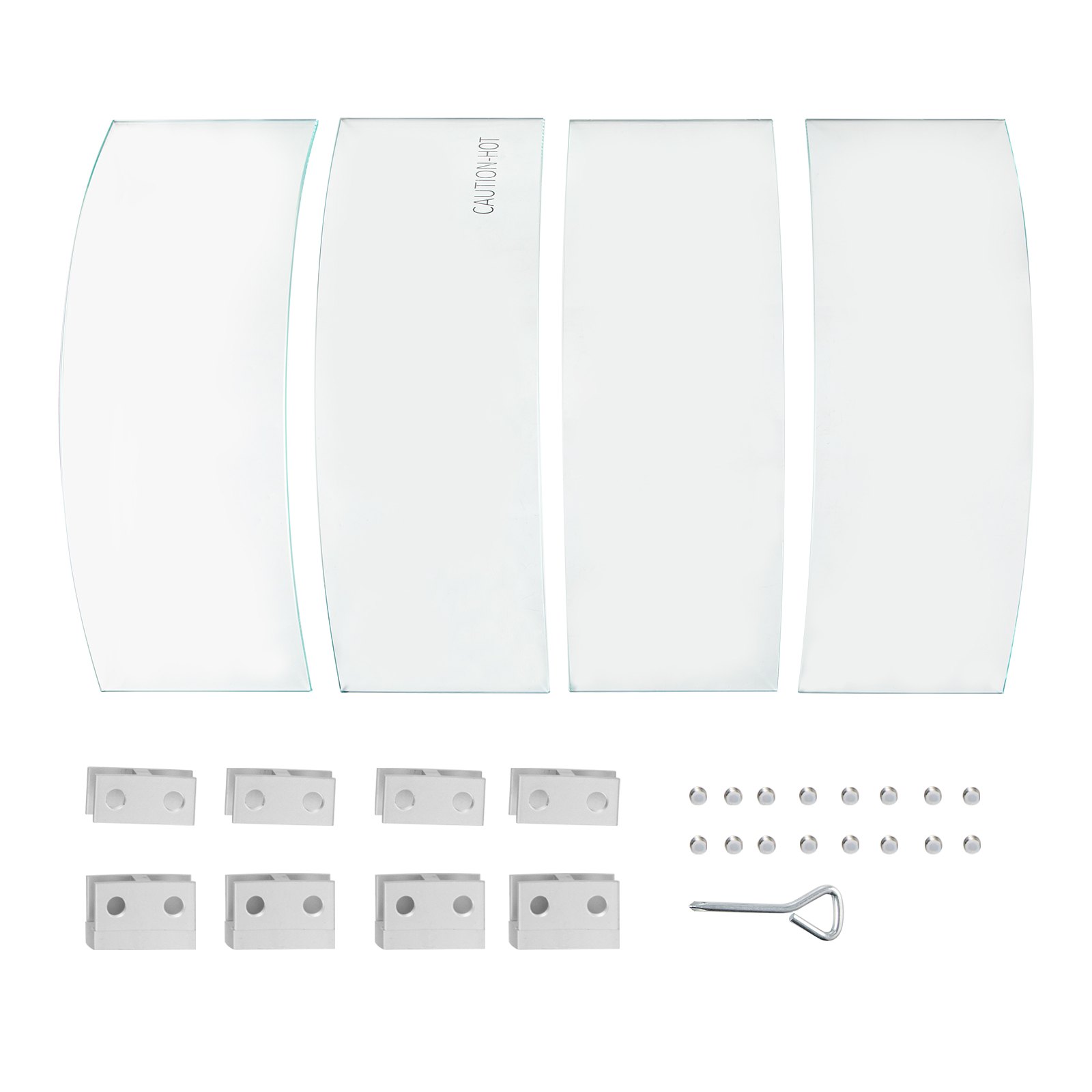 VEVOR Tavolo di Vetro Temperato da 610x610x150 mm, Protezione per Recinzione a Forma Rotonda, Parafiamma in Vetro Spessore da 6,4 mm con 8 Staffe, per Bracieri Esterni Rotondi, Rettangolari e Quadrati