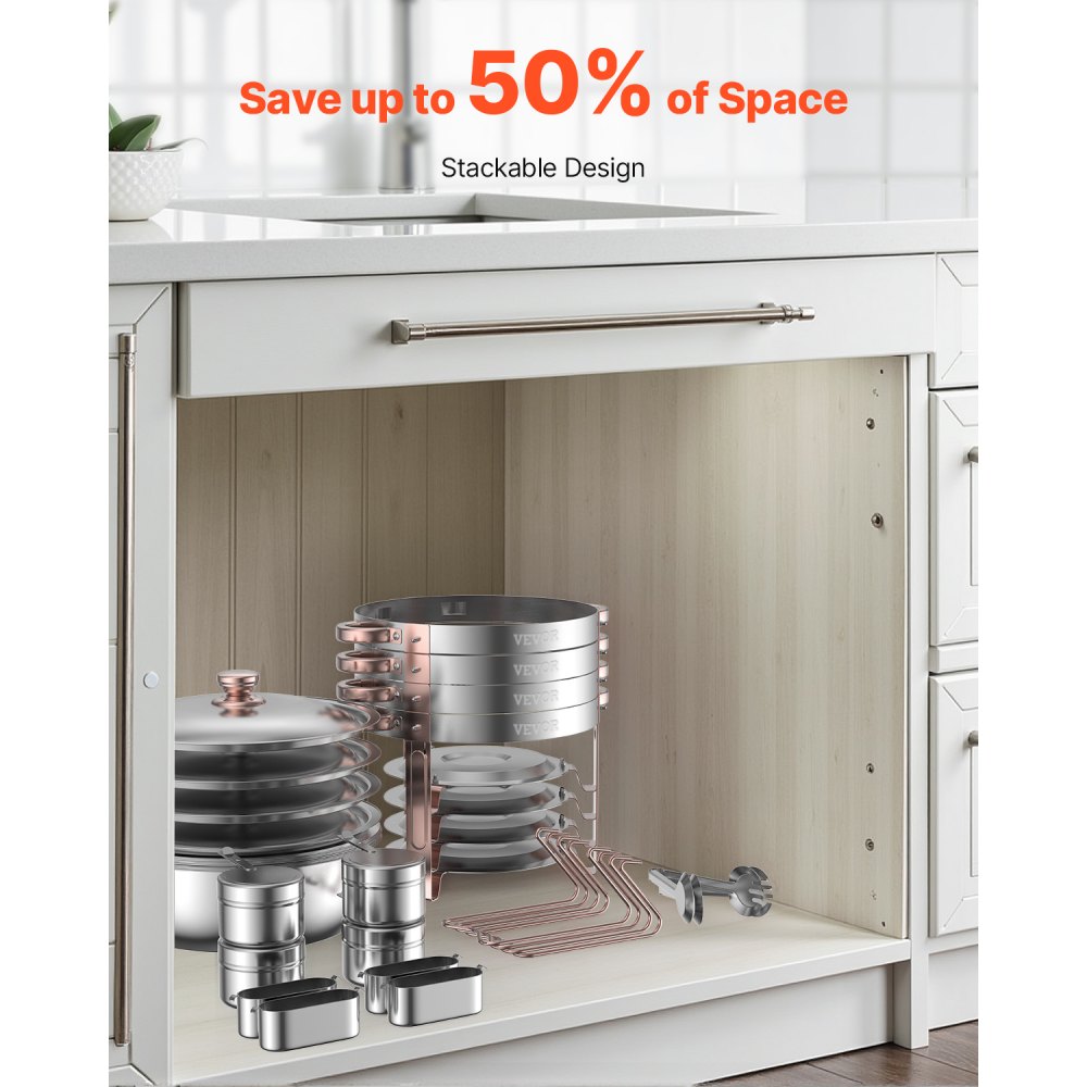 VEVOR Scaldavivande per Buffet con 4 Padelle Full Size Dispenser di Calore Rotondo per Catering con Coperchio, Porta Carburante e Vaschetta per l'Acqua per Matrimoni, Feste, Oro Rosa 4,7 L