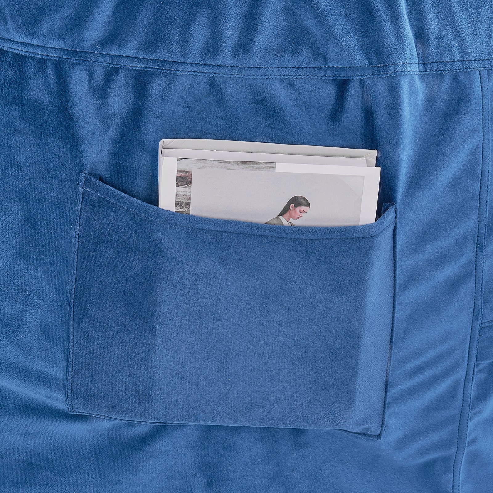 VEVOR Poltrona a Sacco Rotonda con Fodera Lavabile Rimovibile per Adulti, Poltrona a Sacco Imbottita in Velluto Olandese e Schiuma ad Alta Densità con Maniglia Tasca Laterale per Camera da Letto, Blu