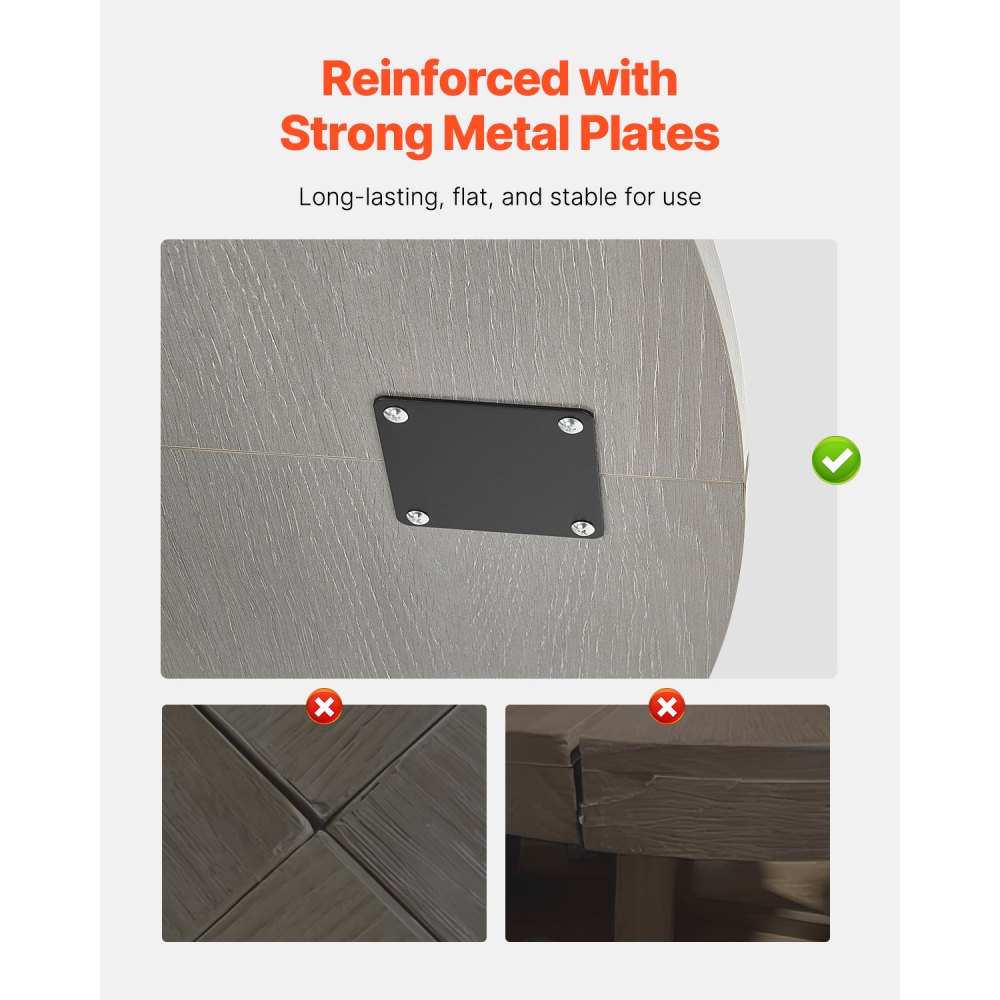 VEVOR Tavolo da Pranzo Rotondo da 1200 mm Mobili da Pranzo Circolari in Stile Fattoria, Tavoli Rustici per Tempo Libero con Gambe in Legno Spesse, per Cucina di Casa Soggiorno, Grigio, Solo Tavolo