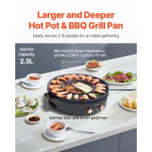 VEVOR Pentola Hot Pot con Griglia 1800W Elettrica BBQ Coreano Antiaderente